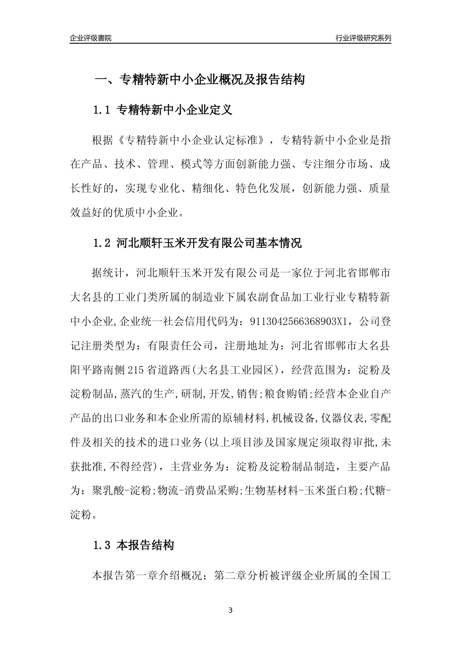 [专精特新]河北顺轩玉米开发有限公司行业竞争力评级分析报告(2023版)_第3页