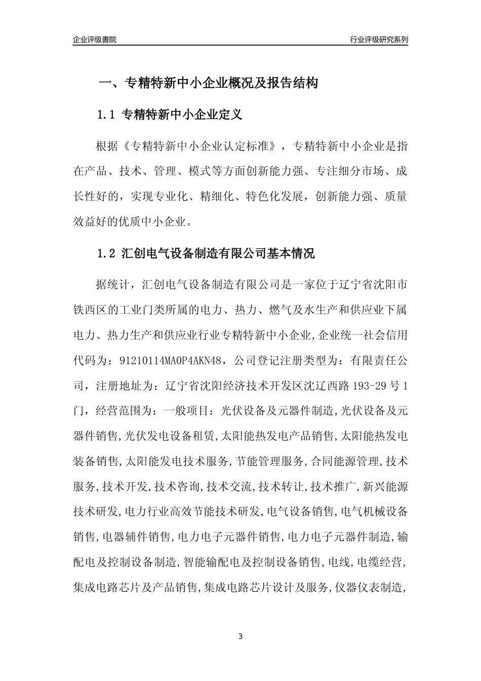 [专精特新]汇创电气设备制造有限公司行业竞争力评级分析报告(2023版)_第3页