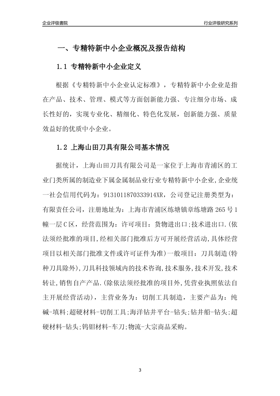 [专精特新]上海山田刀具有限公司行业竞争力评级分析报告(2023版)_第3页