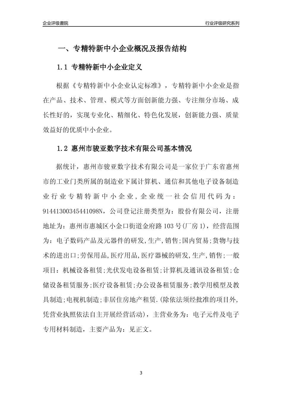 [专精特新]惠州市骏亚数字技术有限公司行业竞争力评级分析报告(2023版)_第3页