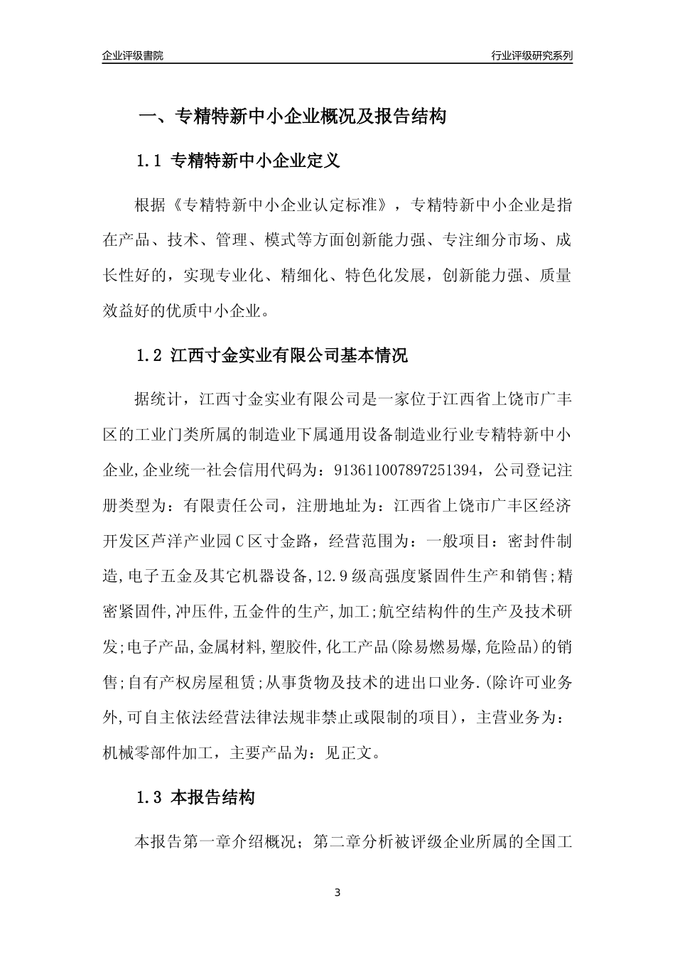 [专精特新]江西寸金实业有限公司行业竞争力评级分析报告(2023版)_第3页