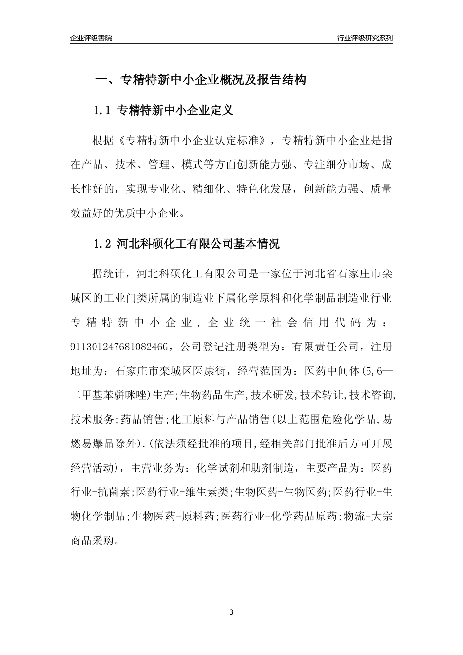 [专精特新]河北科硕化工有限公司行业竞争力评级分析报告(2023版)_第3页