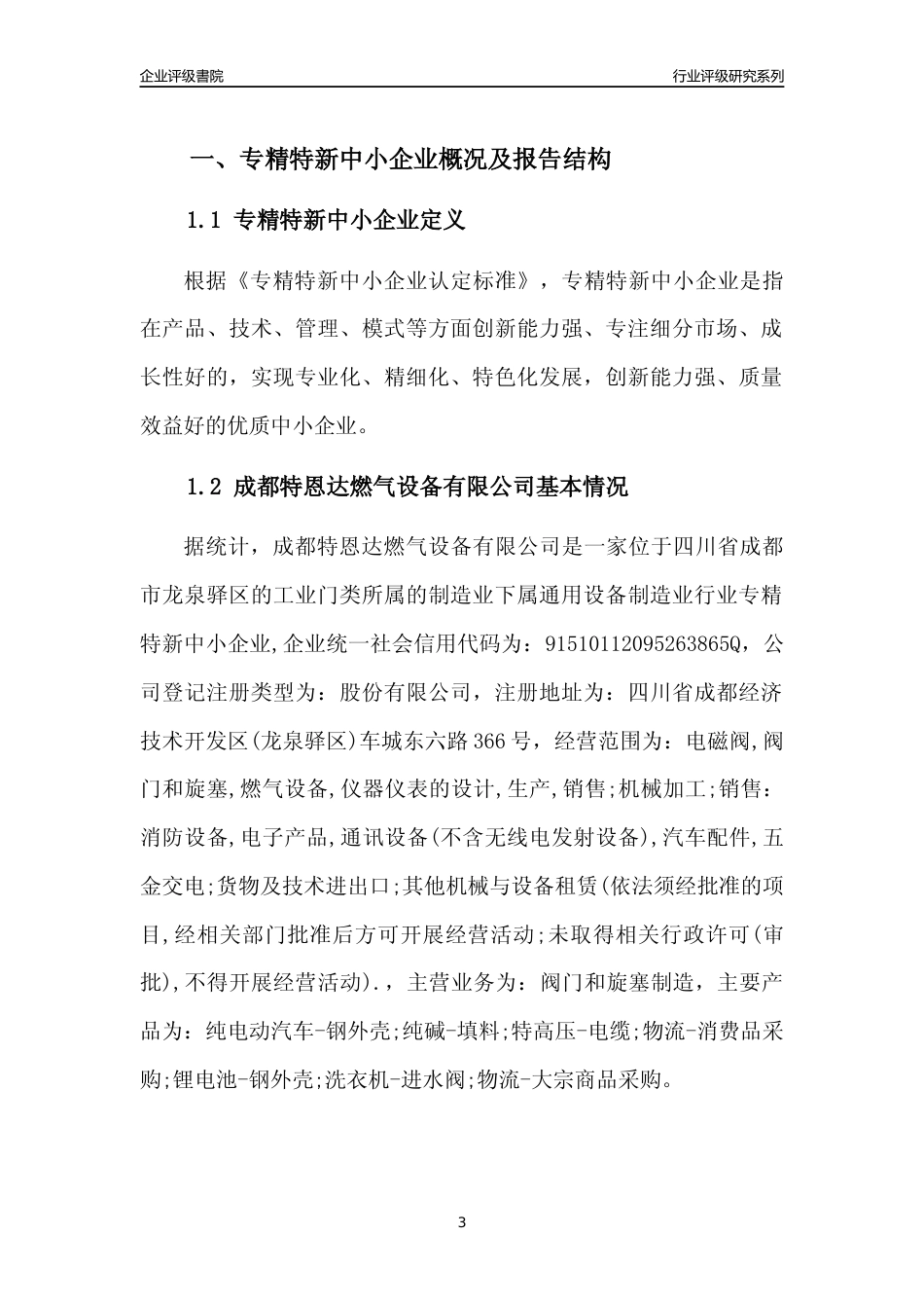 [专精特新]成都特恩达燃气设备有限公司行业竞争力评级分析报告(2023版)_第3页