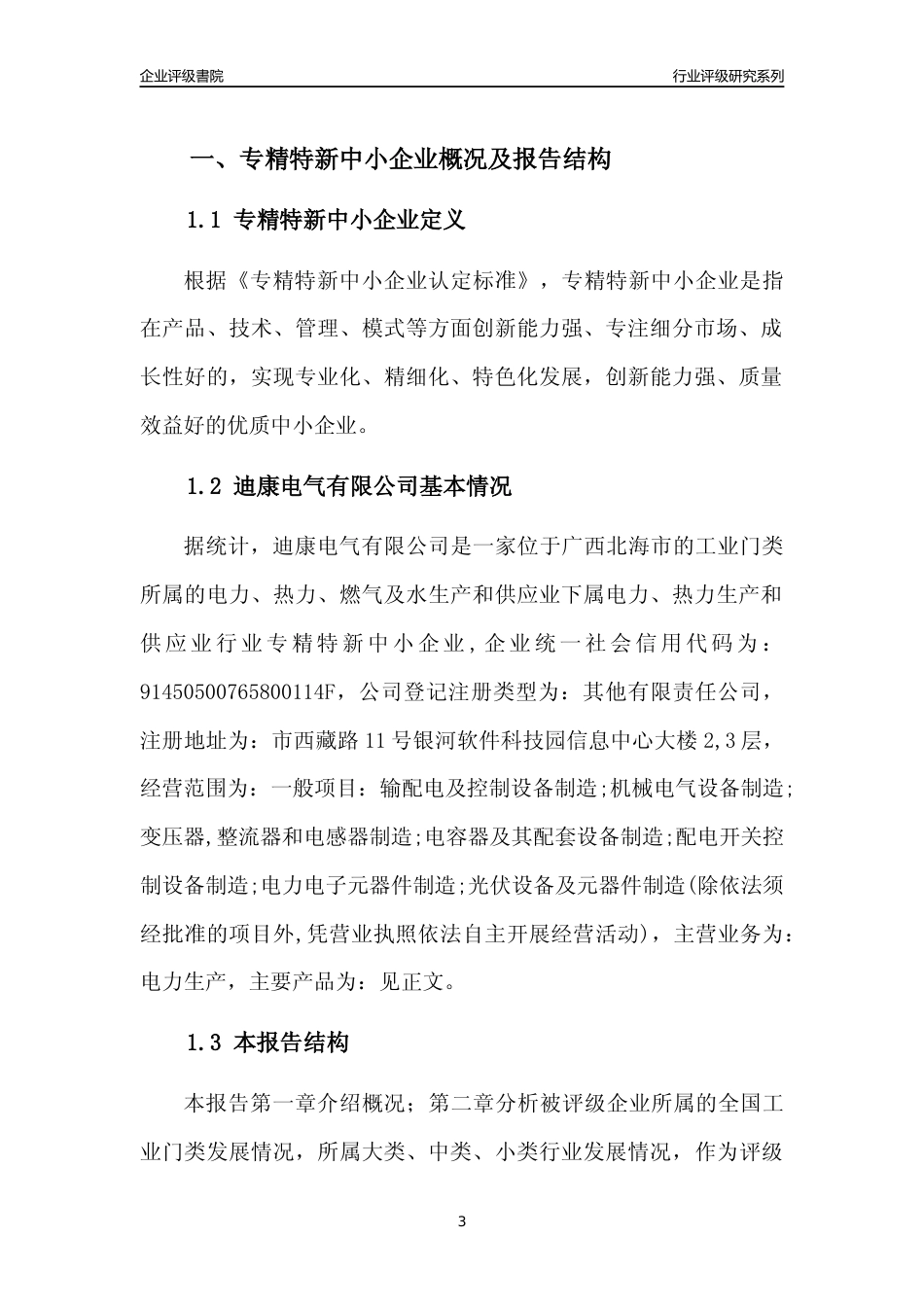 [专精特新]迪康电气有限公司行业竞争力评级分析报告(2023版)_第3页