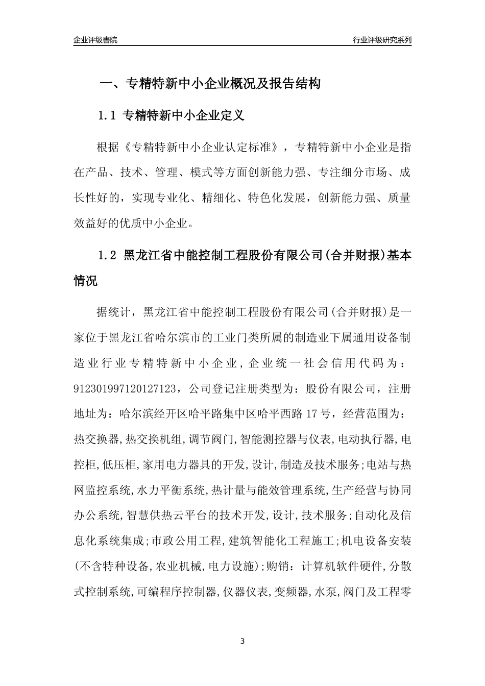 [专精特新]黑龙江省中能控制工程股份有限公司(合并财报)行业竞争力评级分析报告(2023版)_第3页