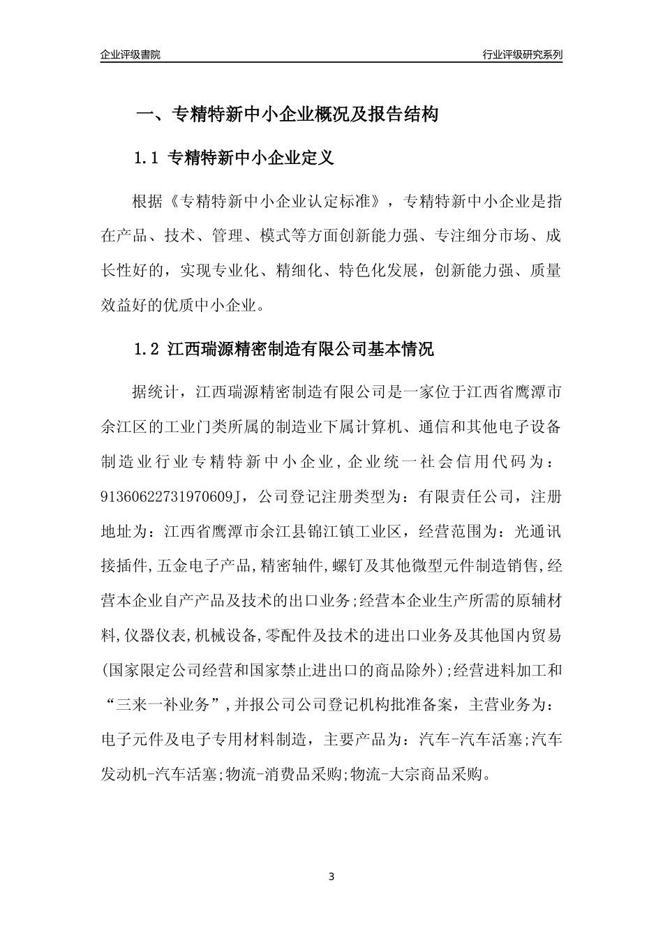 [专精特新]江西瑞源精密制造有限公司行业竞争力评级分析报告(2023版)_第3页