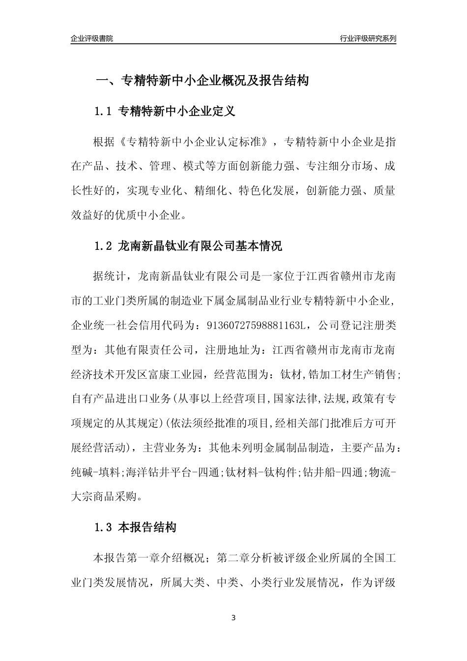 [专精特新]龙南新晶钛业有限公司行业竞争力评级分析报告(2023版)_第3页
