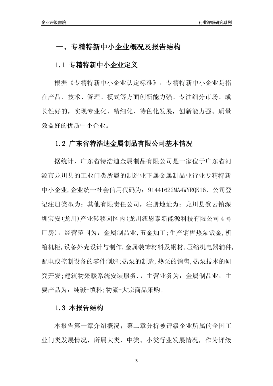 [专精特新]广东省特浩迪金属制品有限公司行业竞争力评级分析报告(2023版)_第3页