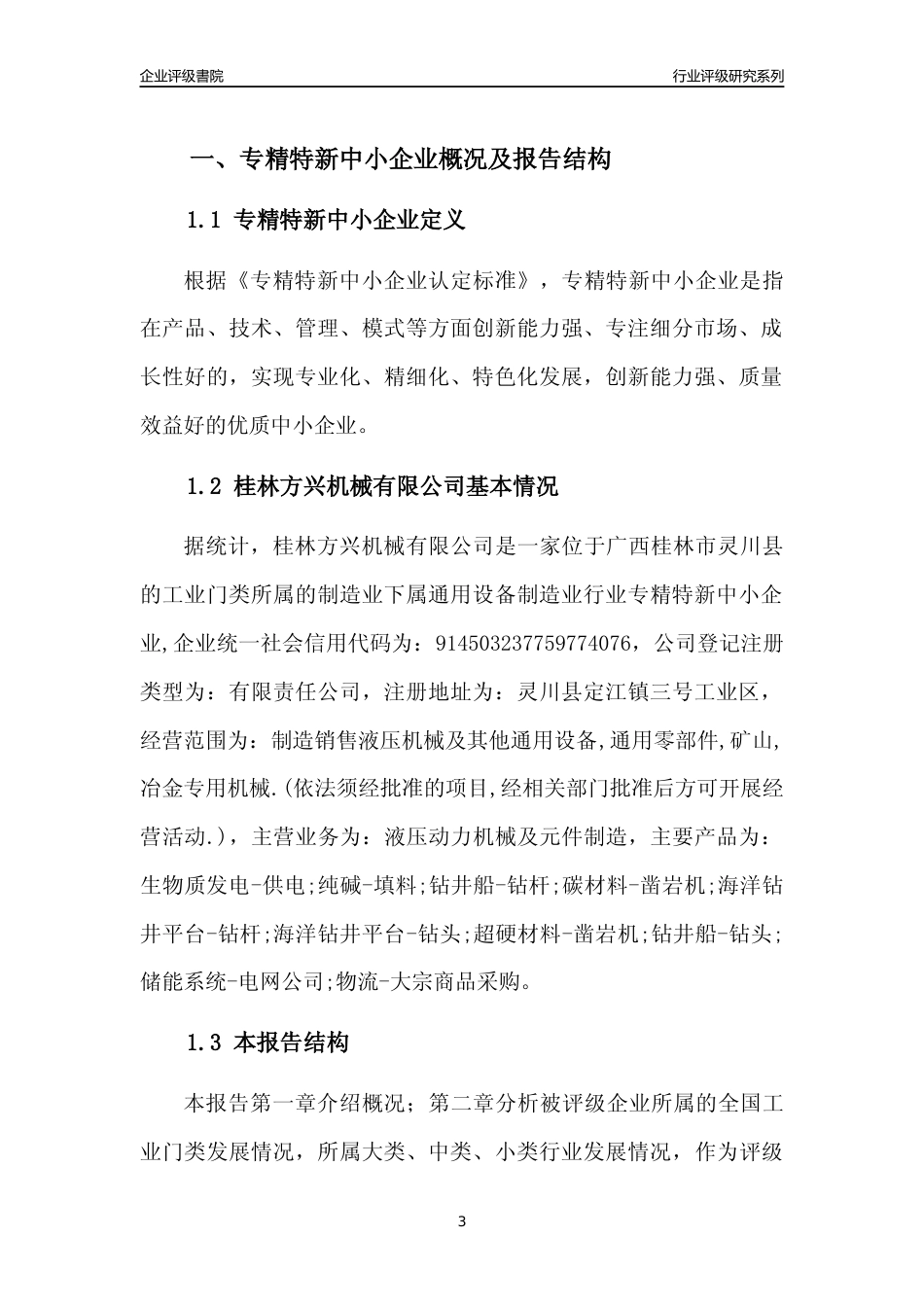 [专精特新]桂林方兴机械有限公司行业竞争力评级分析报告(2023版)_第3页