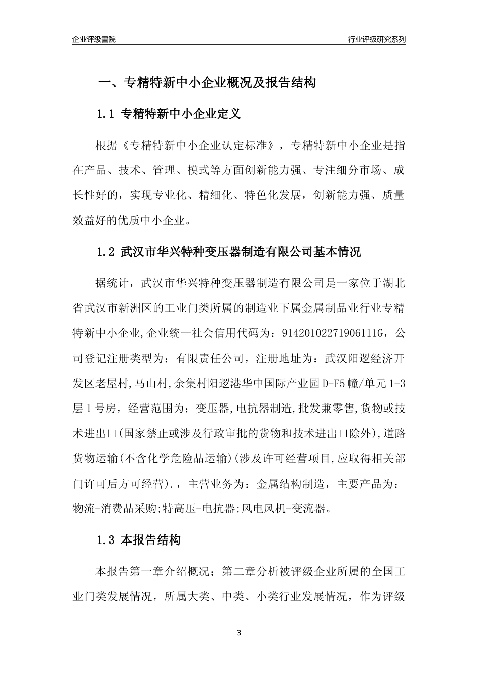 [专精特新]武汉市华兴特种变压器制造有限公司行业竞争力评级分析报告(2023版)_第3页