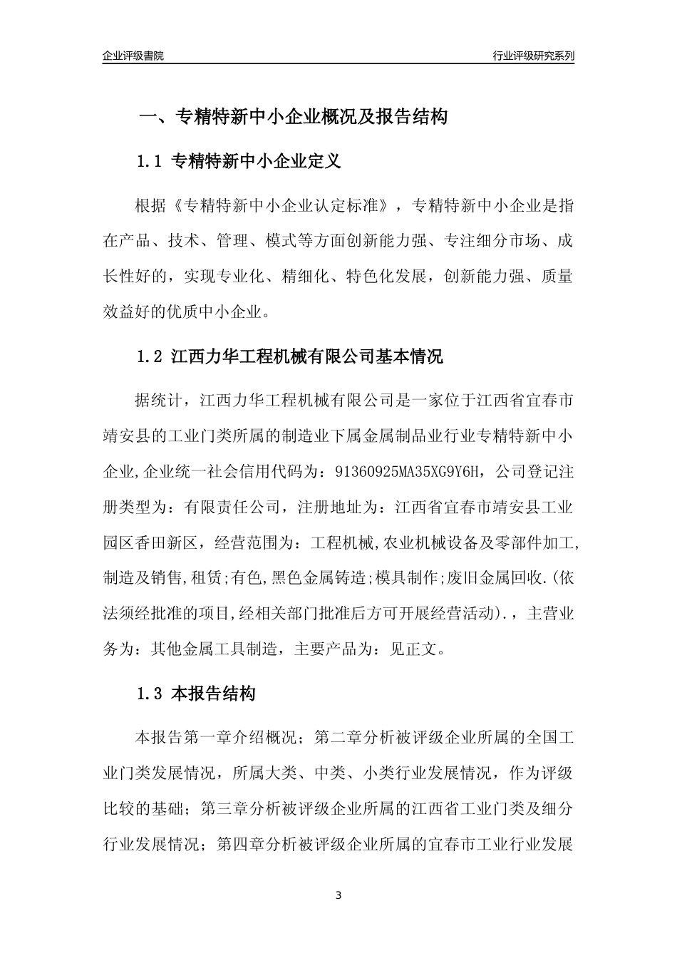 [专精特新]江西力华工程机械有限公司行业竞争力评级分析报告(2023版)_第3页