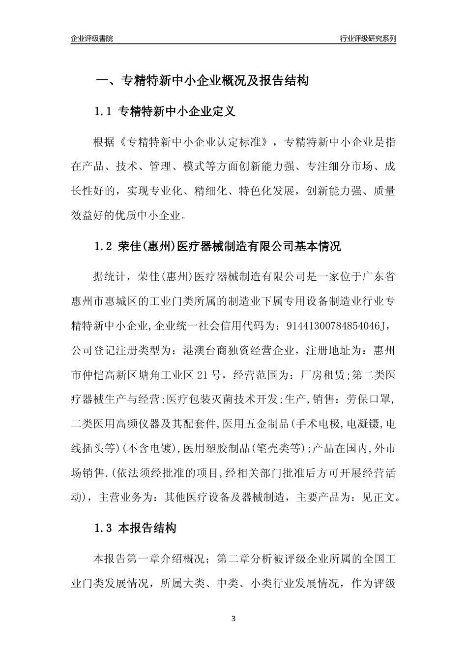 [专精特新]荣佳(惠州)医疗器械制造有限公司行业竞争力评级分析报告(2023版)_第3页