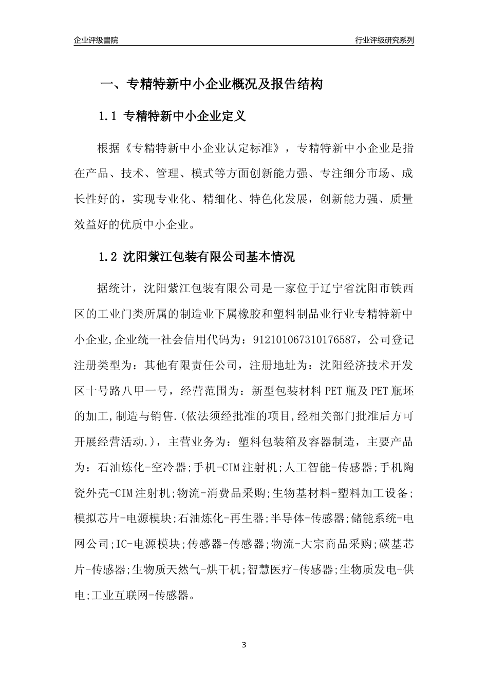 [专精特新]沈阳紫江包装有限公司行业竞争力评级分析报告(2023版)_第3页