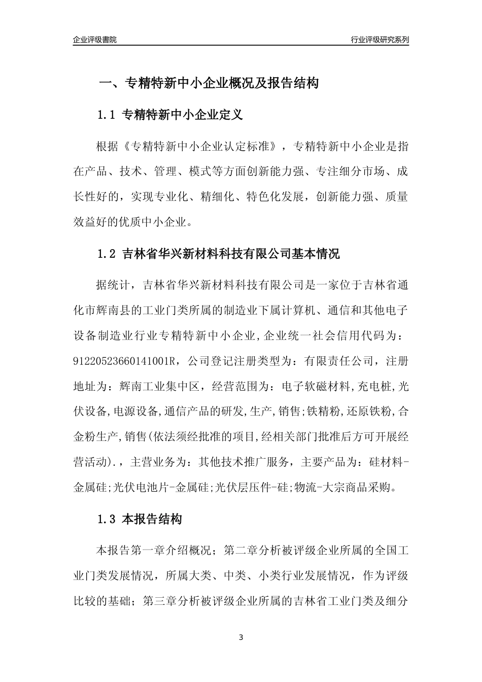 [专精特新]吉林省华兴新材料科技有限公司行业竞争力评级分析报告(2023版)_第3页