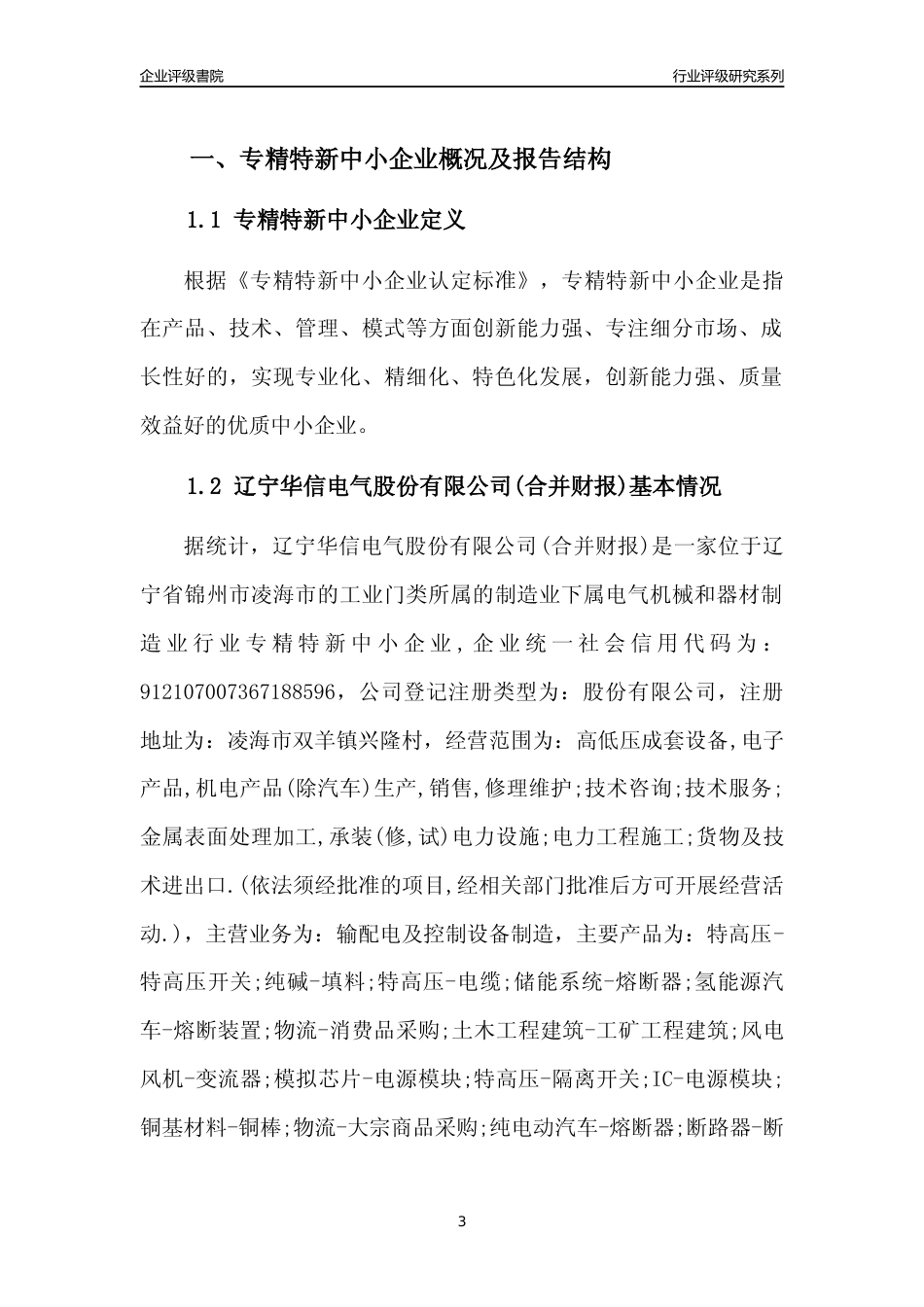 [专精特新]辽宁华信电气股份有限公司(合并财报)行业竞争力评级分析报告(2023版)_第3页