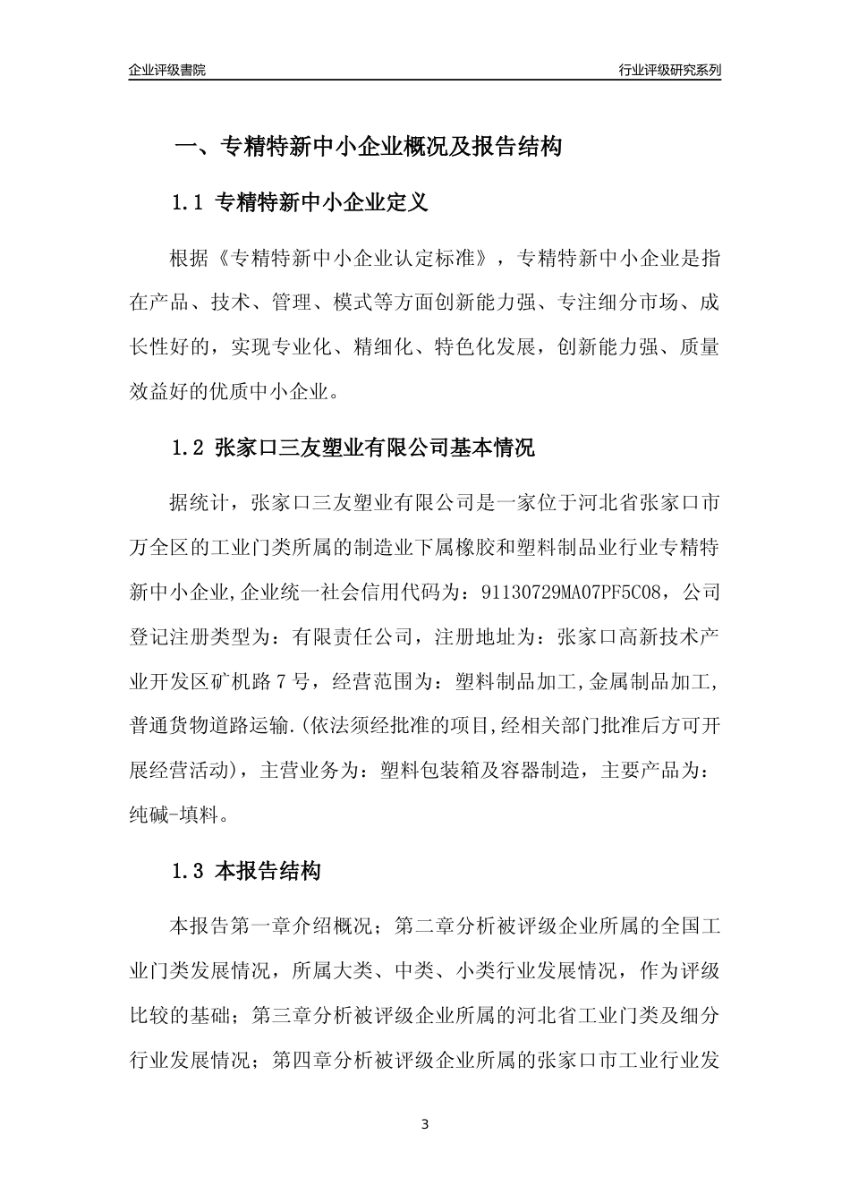 [专精特新]张家口三友塑业有限公司行业竞争力评级分析报告(2023版)_第3页
