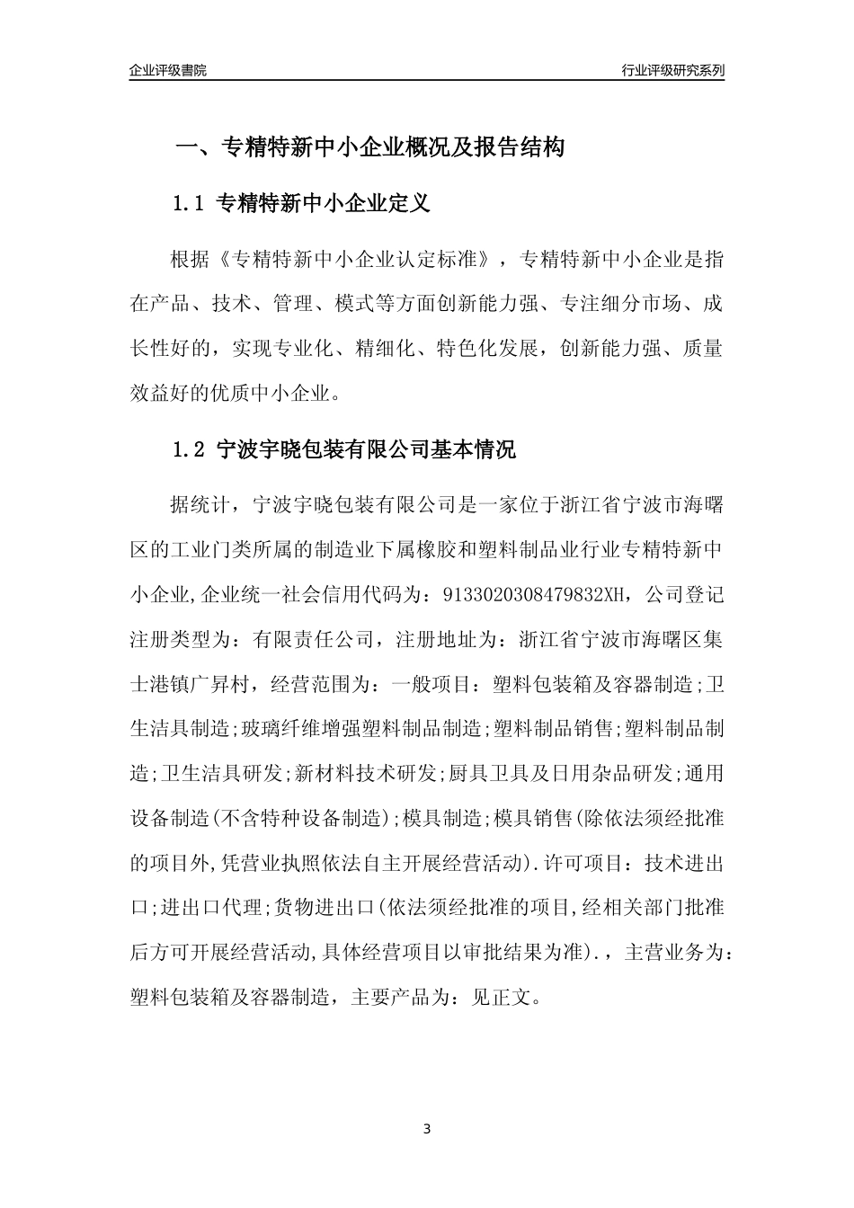 [专精特新]宁波宇晓包装有限公司行业竞争力评级分析报告(2023版)_第3页