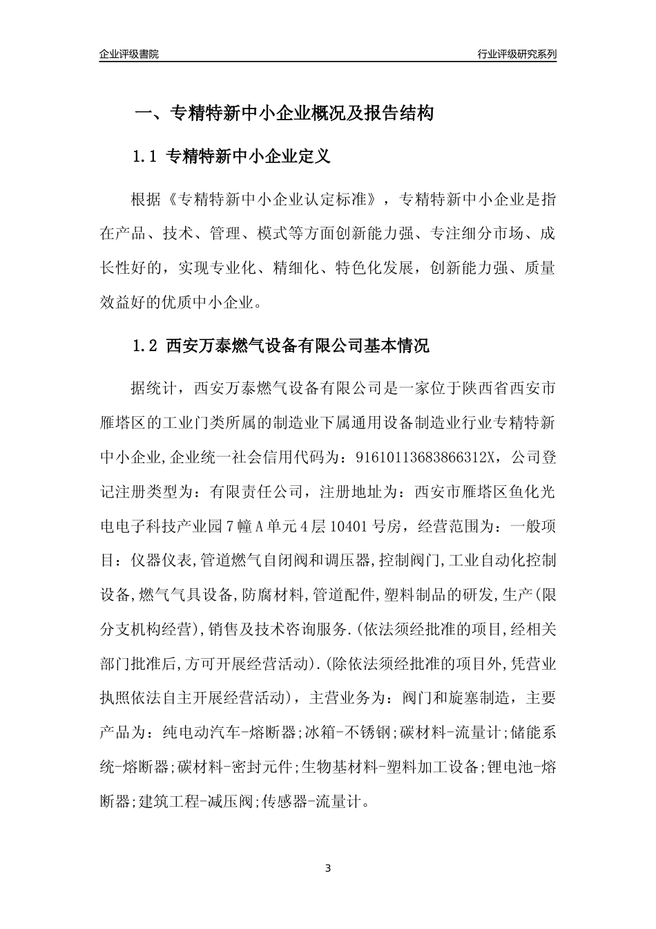 [专精特新]西安万泰燃气设备有限公司行业竞争力评级分析报告(2023版)_第3页