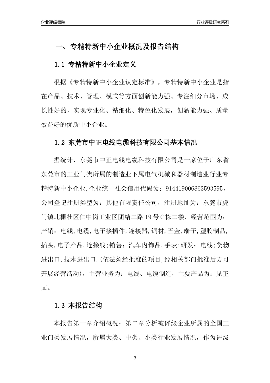 [专精特新]东莞市中正电线电缆科技有限公司行业竞争力评级分析报告(2023版)_第3页