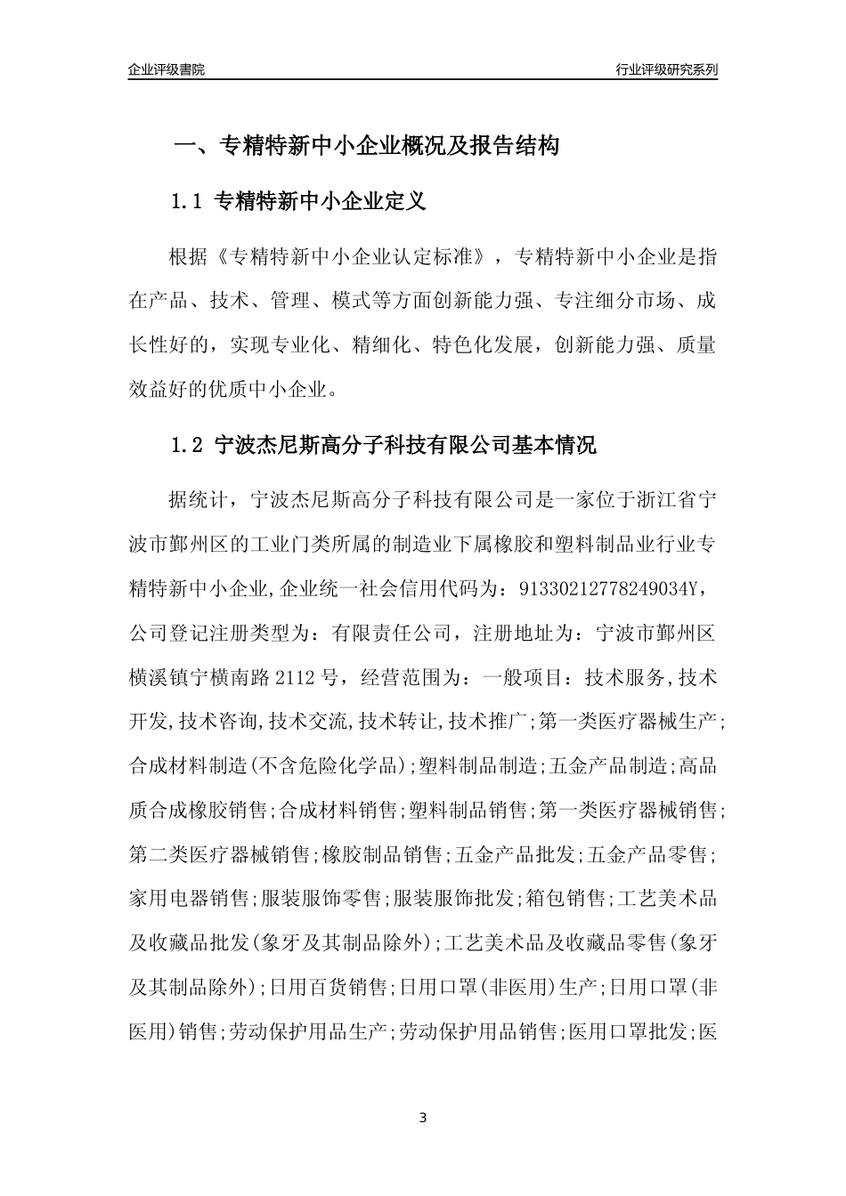 [专精特新]宁波杰尼斯高分子科技有限公司行业竞争力评级分析报告(2023版)_第3页