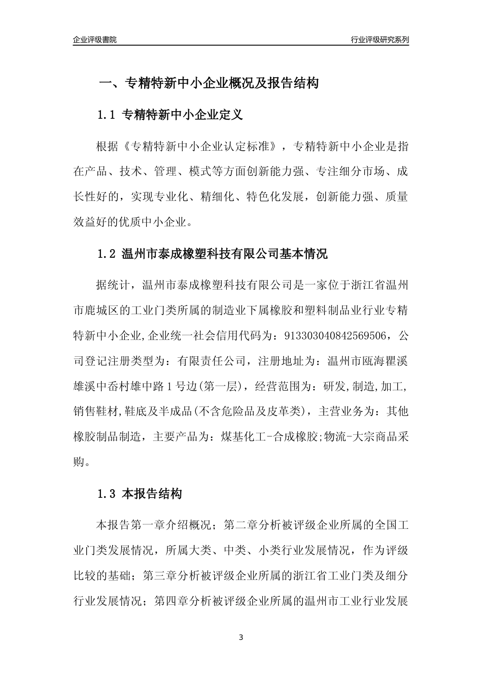 [专精特新]温州市泰成橡塑科技有限公司行业竞争力评级分析报告(2023版)_第3页