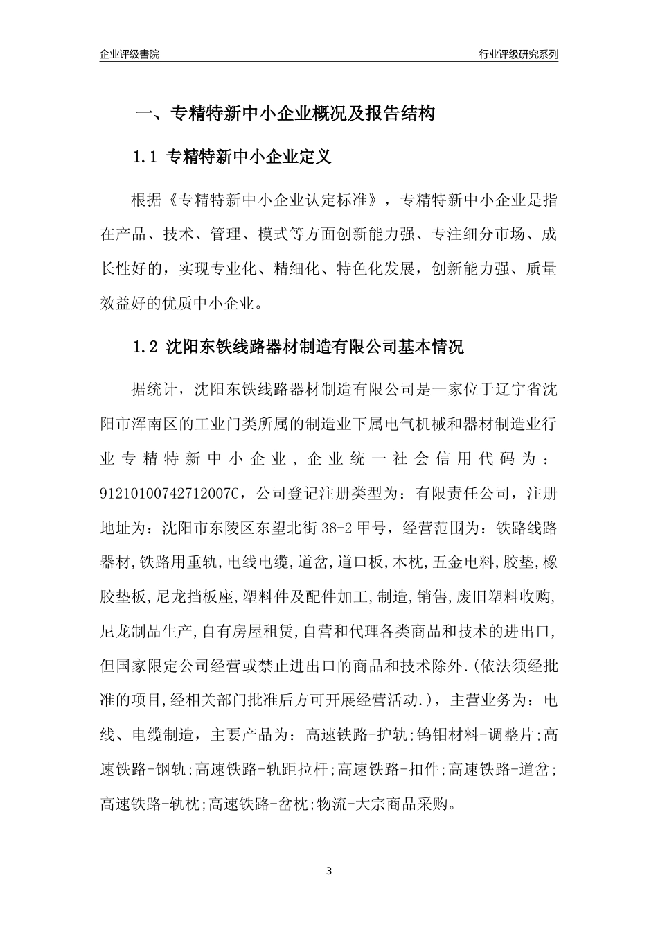 [专精特新]沈阳东铁线路器材制造有限公司行业竞争力评级分析报告(2023版)_第3页