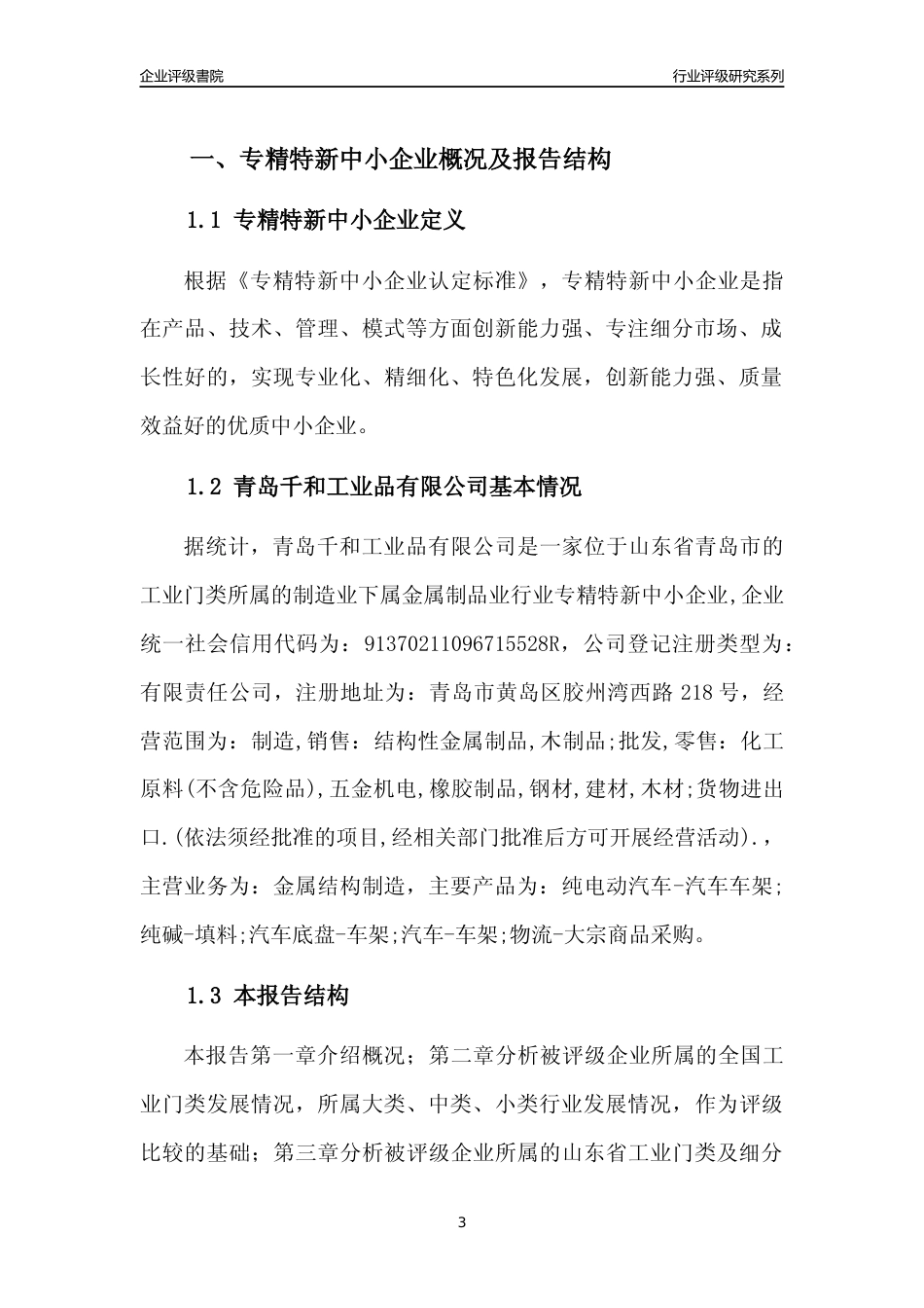 [专精特新]青岛千和工业品有限公司行业竞争力评级分析报告(2023版)_第3页