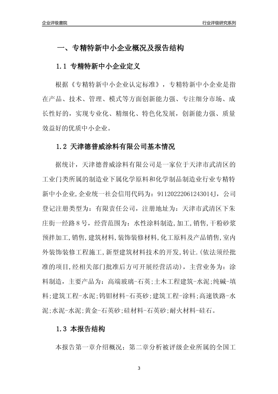 [专精特新]天津德普威涂料有限公司行业竞争力评级分析报告(2023版)_第3页