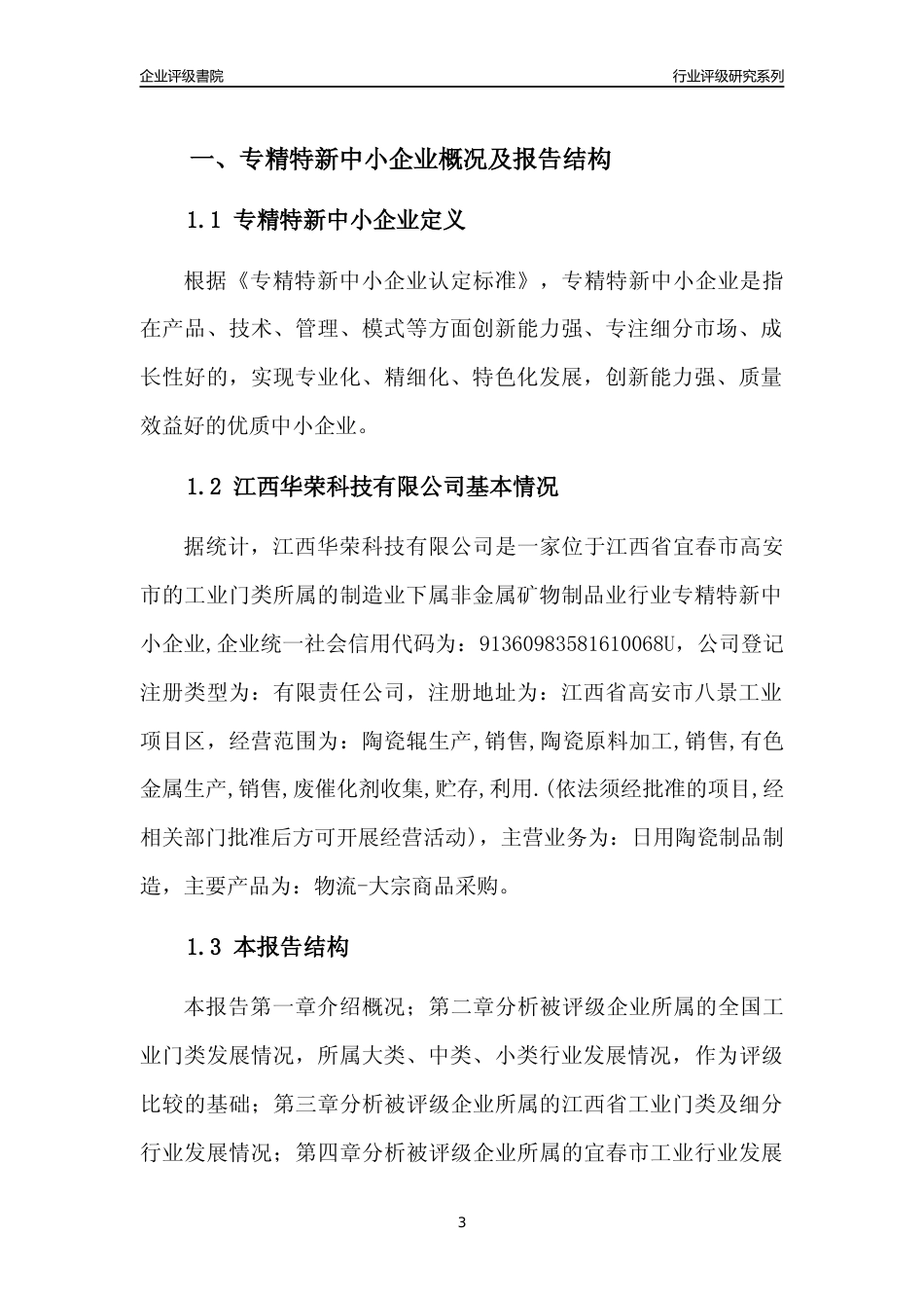 [专精特新]江西华荣科技有限公司行业竞争力评级分析报告(2023版)_第3页