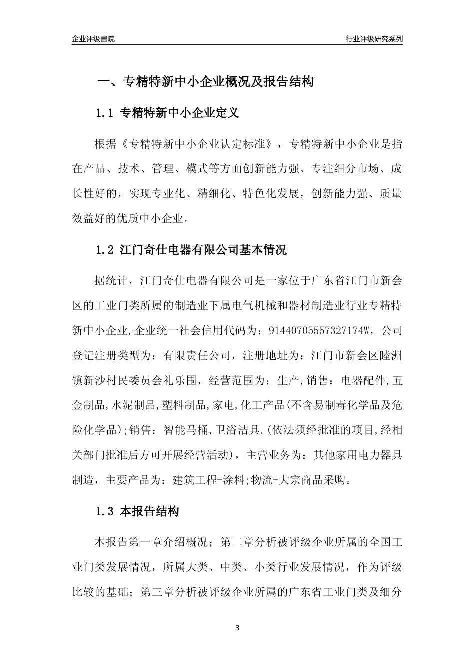 [专精特新]江门奇仕电器有限公司行业竞争力评级分析报告(2023版)_第3页