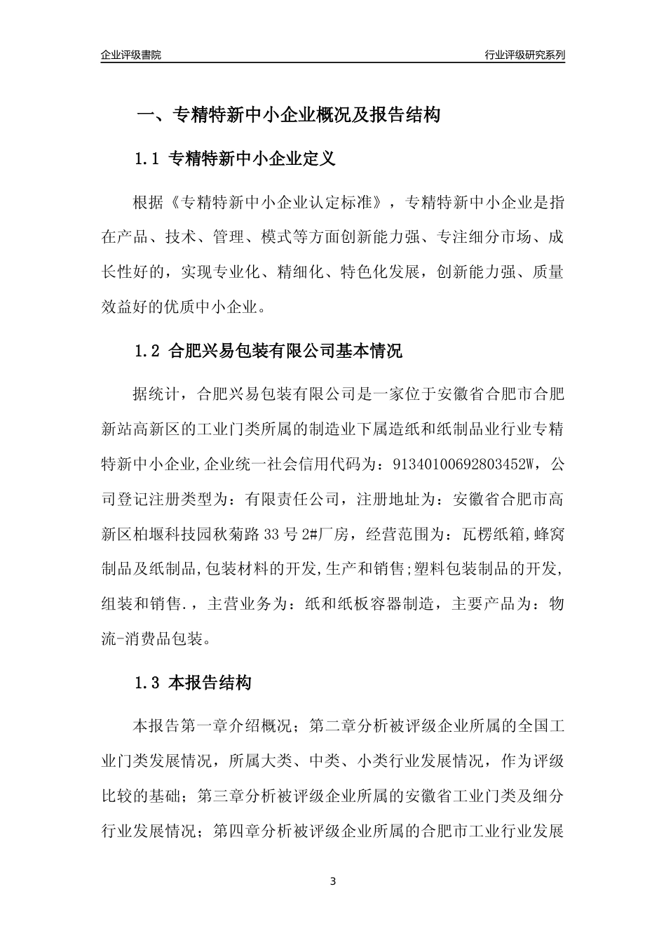 [专精特新]合肥兴易包装有限公司行业竞争力评级分析报告(2023版)_第3页