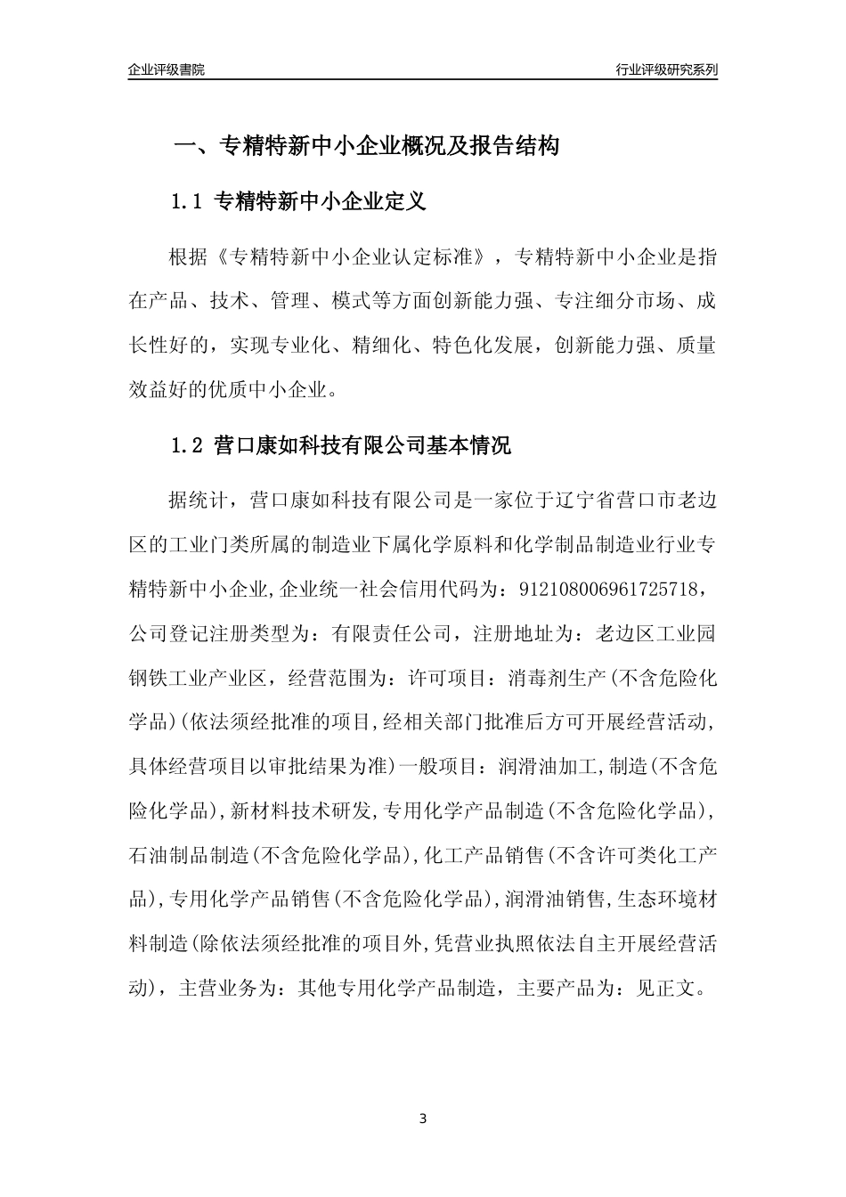 [专精特新]营口康如科技有限公司行业竞争力评级分析报告(2023版)_第3页