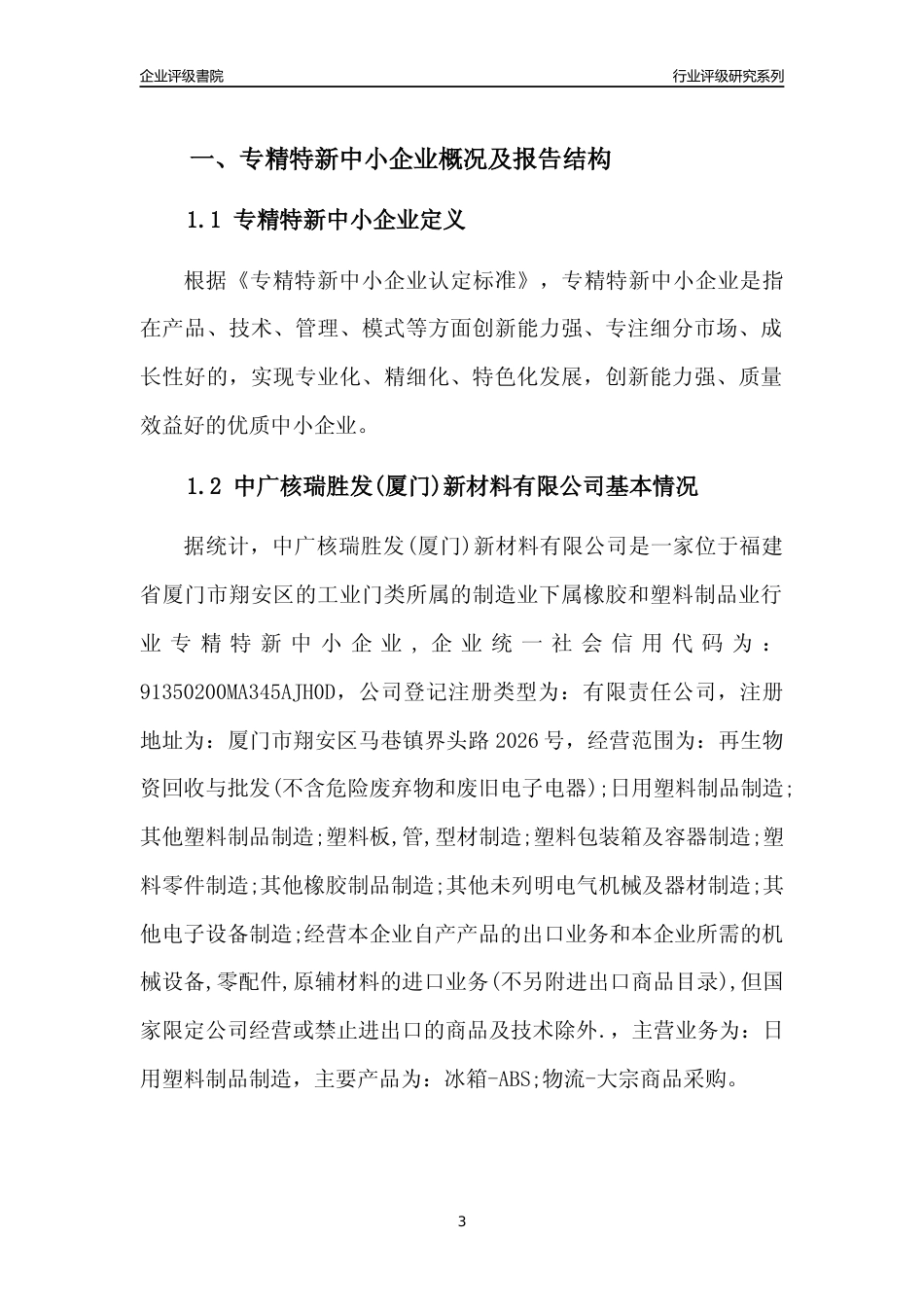 [专精特新]中广核瑞胜发(厦门)新材料有限公司行业竞争力评级分析报告(2023版)_第3页