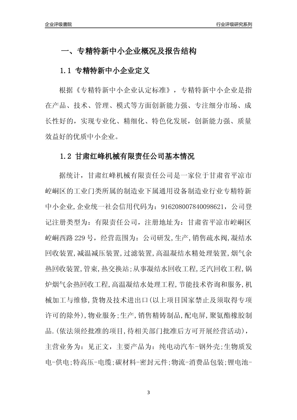 [专精特新]甘肃红峰机械有限责任公司行业竞争力评级分析报告(2023版)_第3页