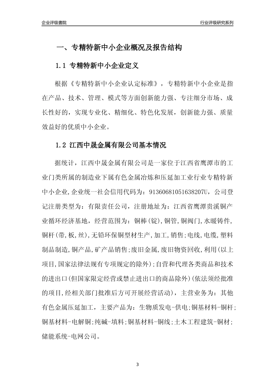 [专精特新]江西中晟金属有限公司行业竞争力评级分析报告(2023版)_第3页