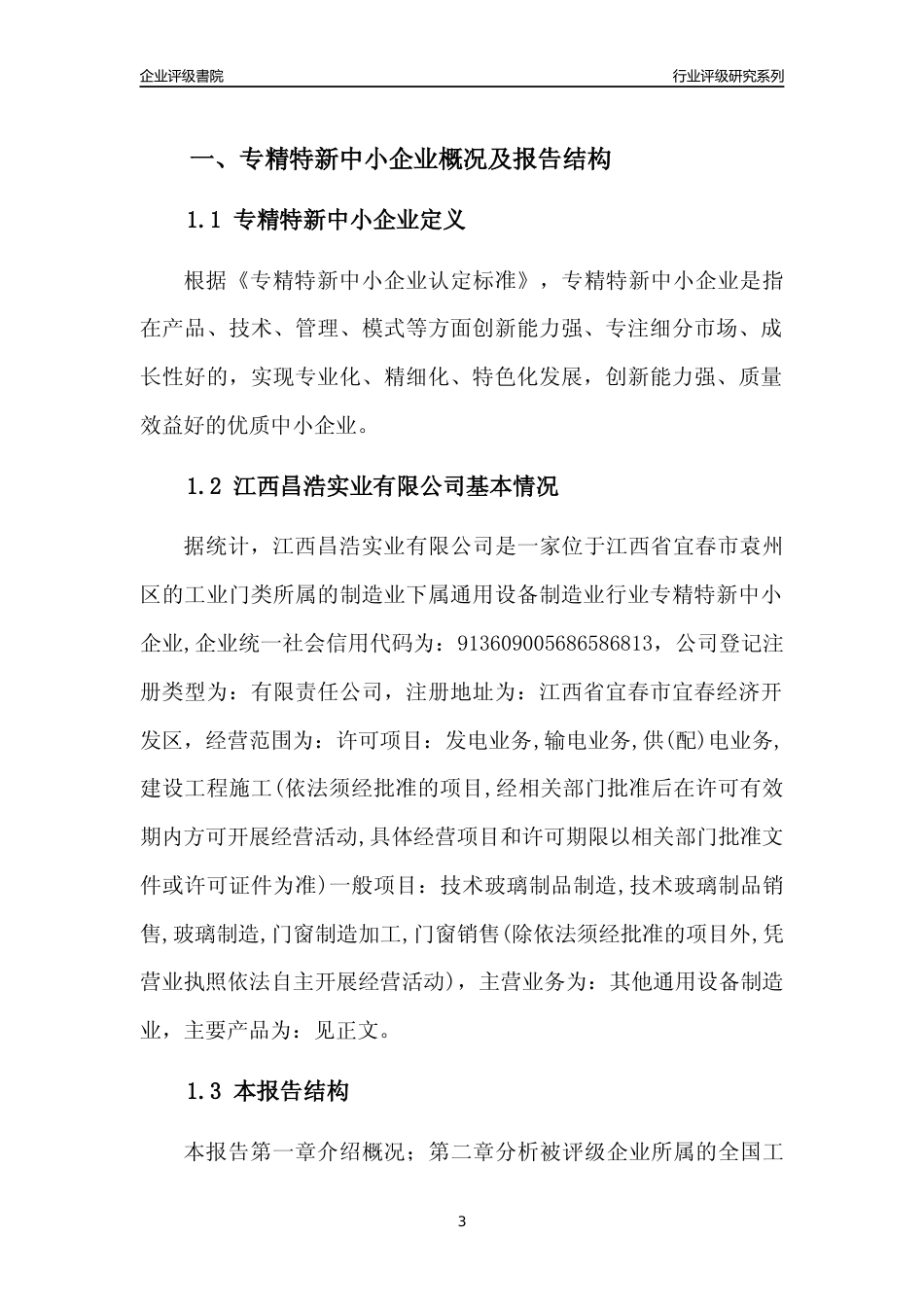 [专精特新]江西昌浩实业有限公司行业竞争力评级分析报告(2023版)_第3页