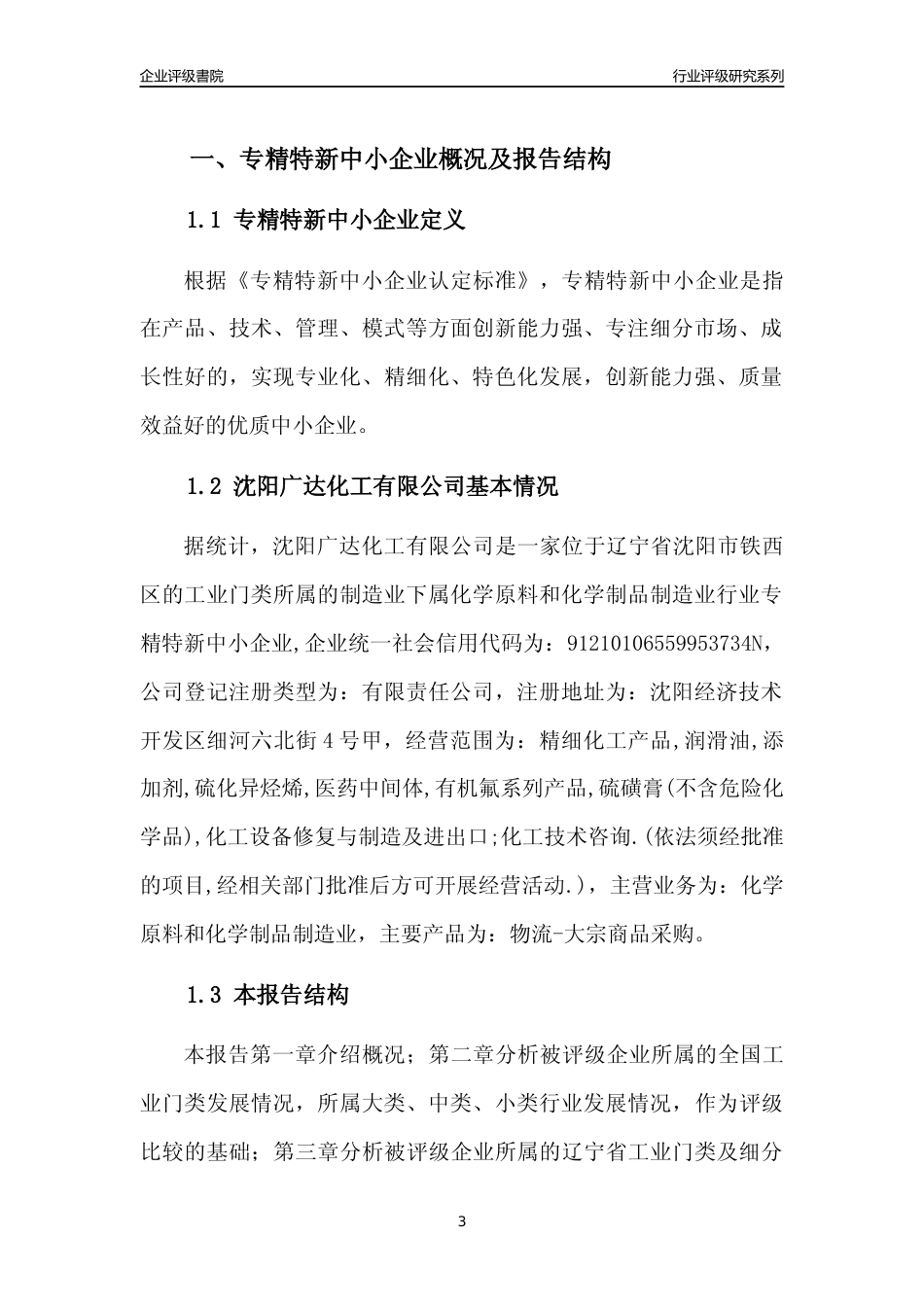 [专精特新]沈阳广达化工有限公司行业竞争力评级分析报告(2023版)_第3页