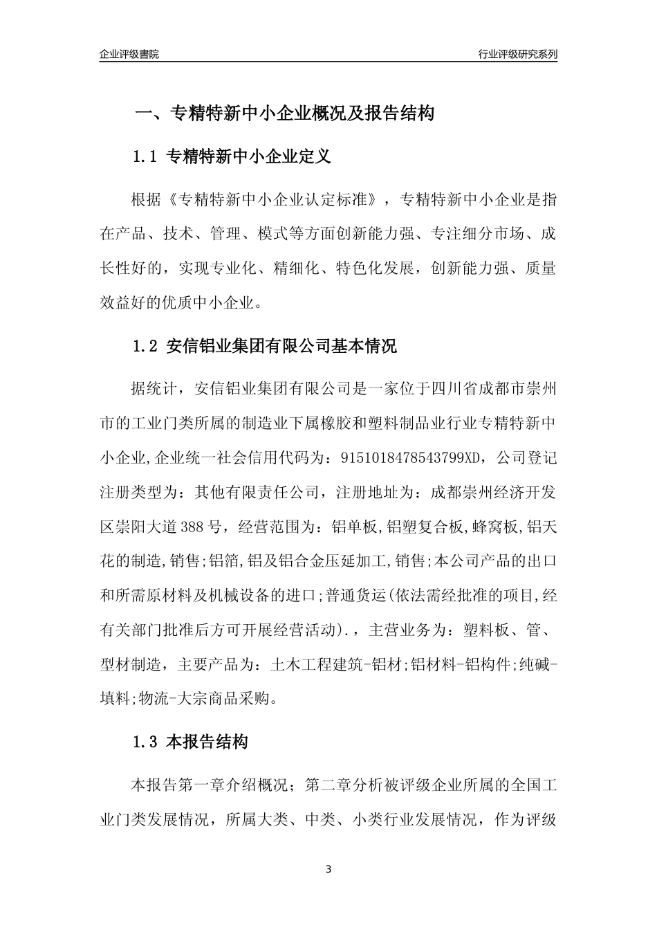 [专精特新]安信铝业集团有限公司行业竞争力评级分析报告(2023版)_第3页