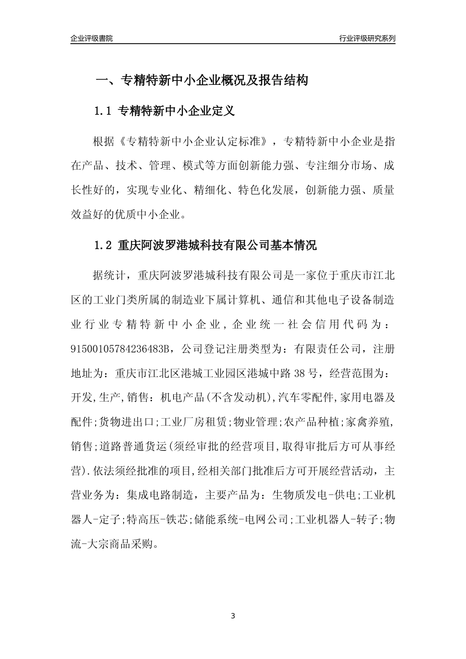 [专精特新]重庆阿波罗港城科技有限公司行业竞争力评级分析报告(2023版)_第3页
