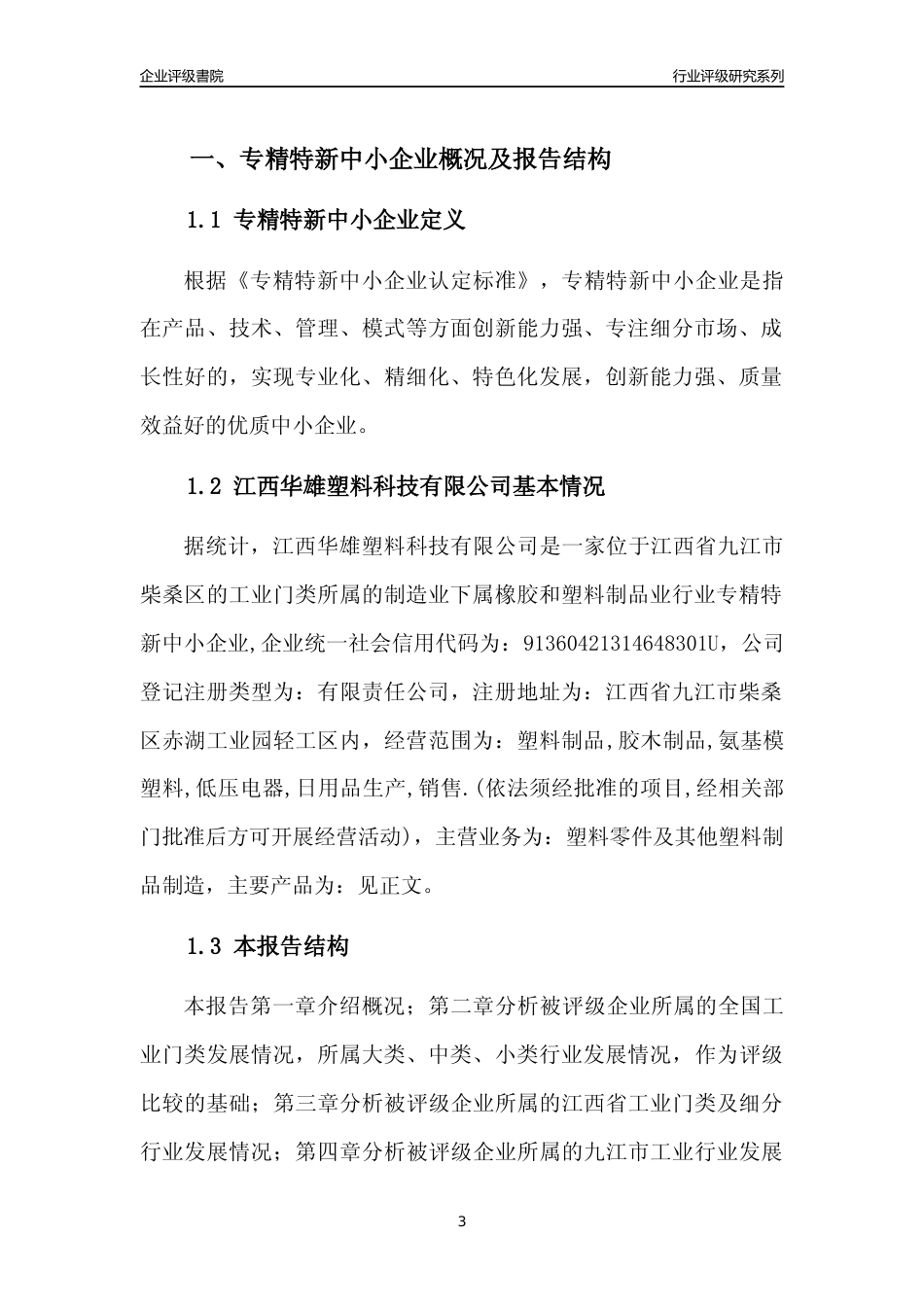[专精特新]江西华雄塑料科技有限公司行业竞争力评级分析报告(2023版)_第3页