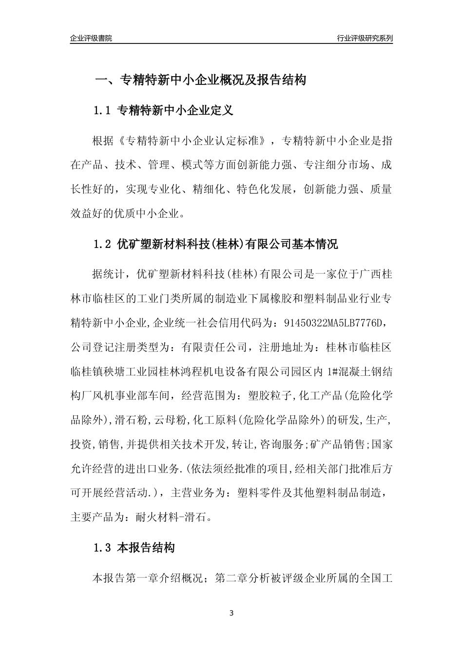 [专精特新]优矿塑新材料科技(桂林)有限公司行业竞争力评级分析报告(2023版)_第3页
