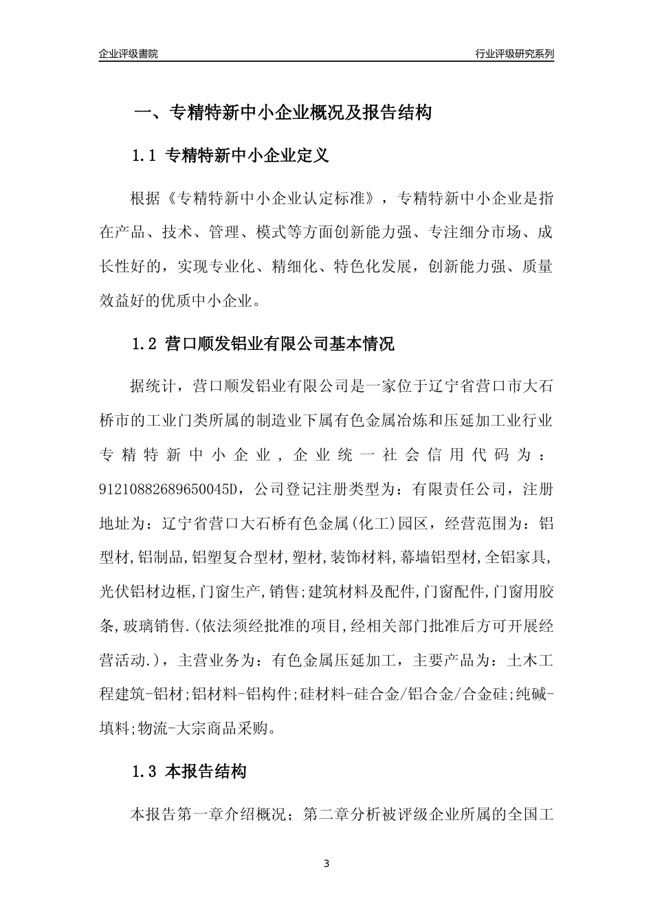 [专精特新]营口顺发铝业有限公司行业竞争力评级分析报告(2023版)_第3页