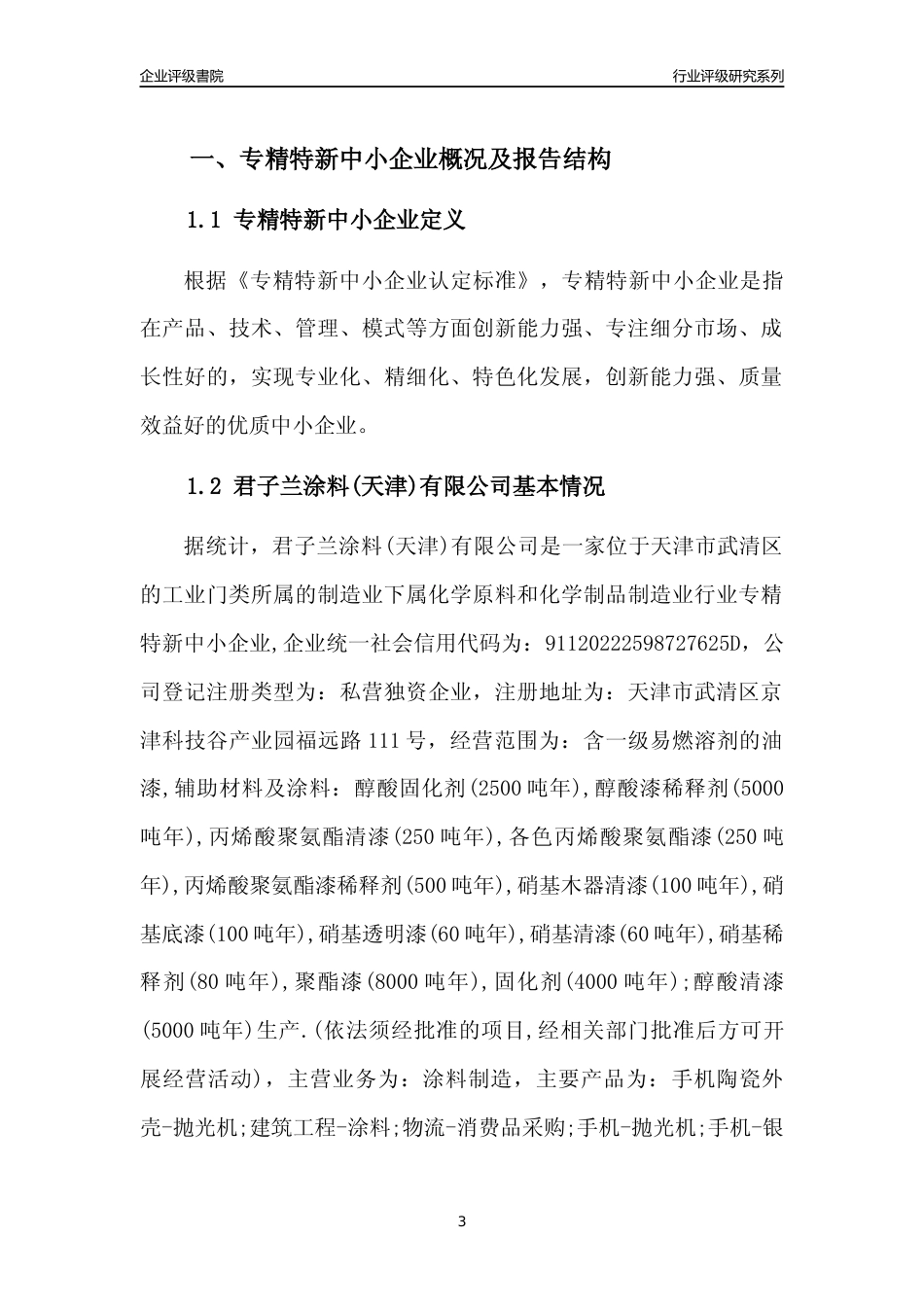 [专精特新]君子兰涂料(天津)有限公司行业竞争力评级分析报告(2023版)_第3页