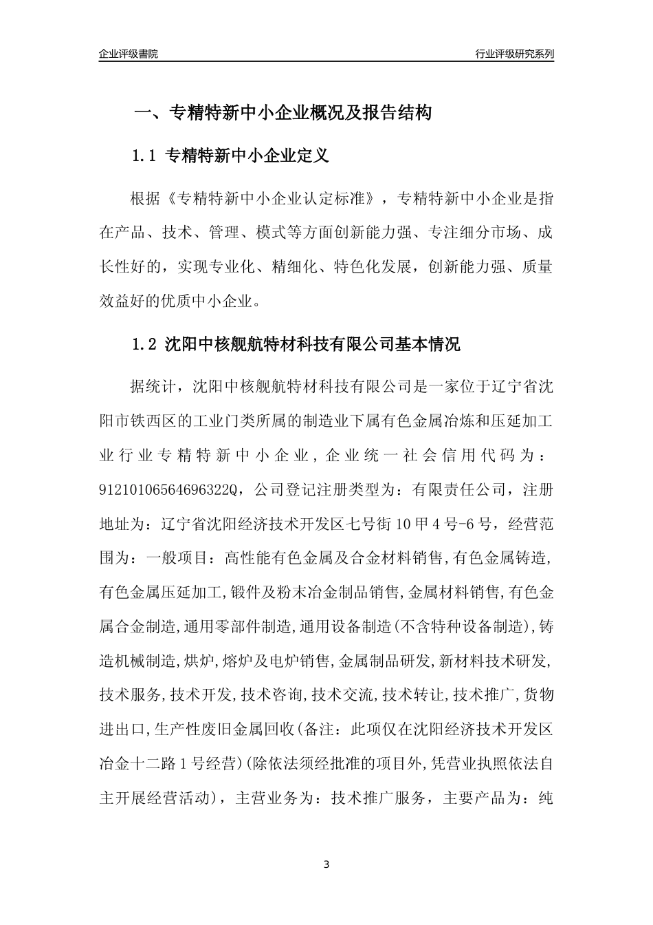 [专精特新]沈阳中核舰航特材科技有限公司行业竞争力评级分析报告(2023版)_第3页