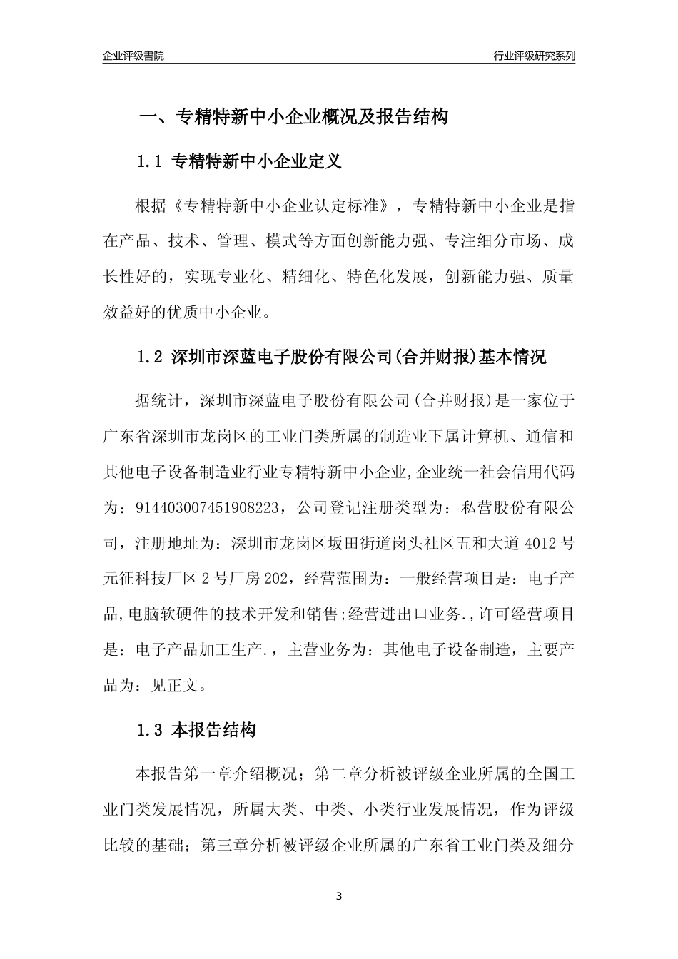 [专精特新]深圳市深蓝电子股份有限公司(合并财报)行业竞争力评级分析报告(2023版)_第3页