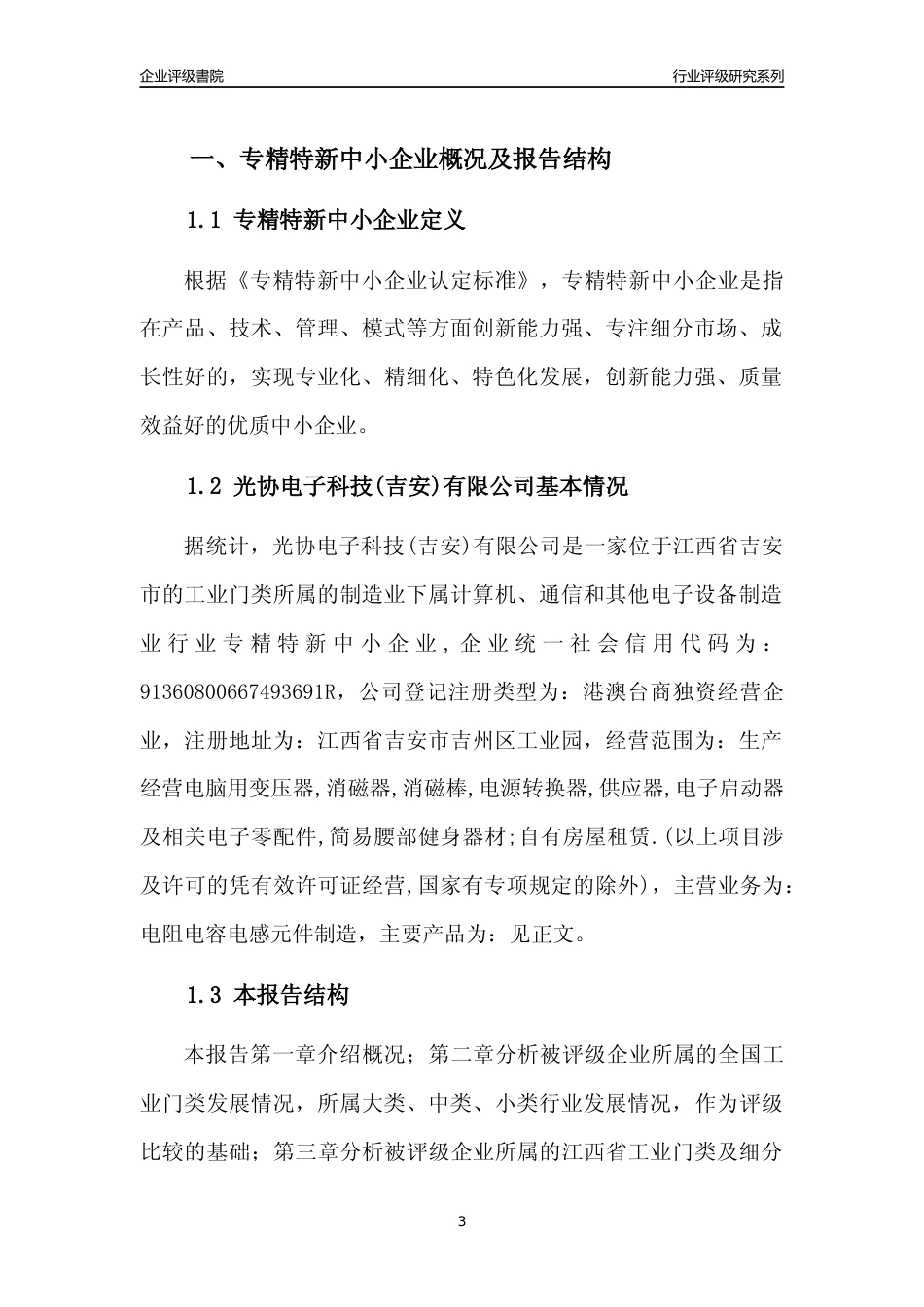 [专精特新]光协电子科技(吉安)有限公司行业竞争力评级分析报告(2023版)_第3页