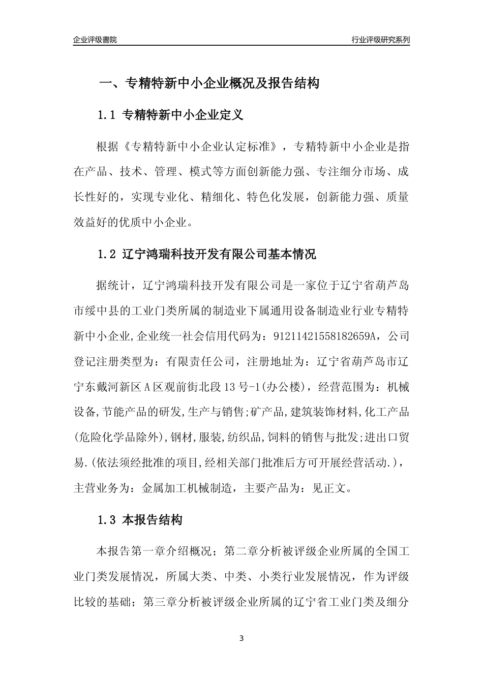 [专精特新]辽宁鸿瑞科技开发有限公司行业竞争力评级分析报告(2023版)_第3页