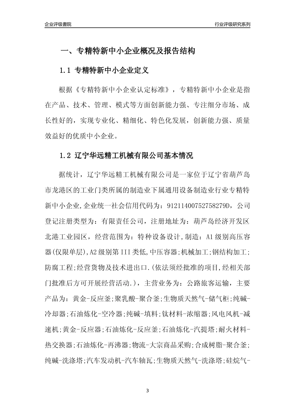 [专精特新]辽宁华远精工机械有限公司行业竞争力评级分析报告(2023版)_第3页