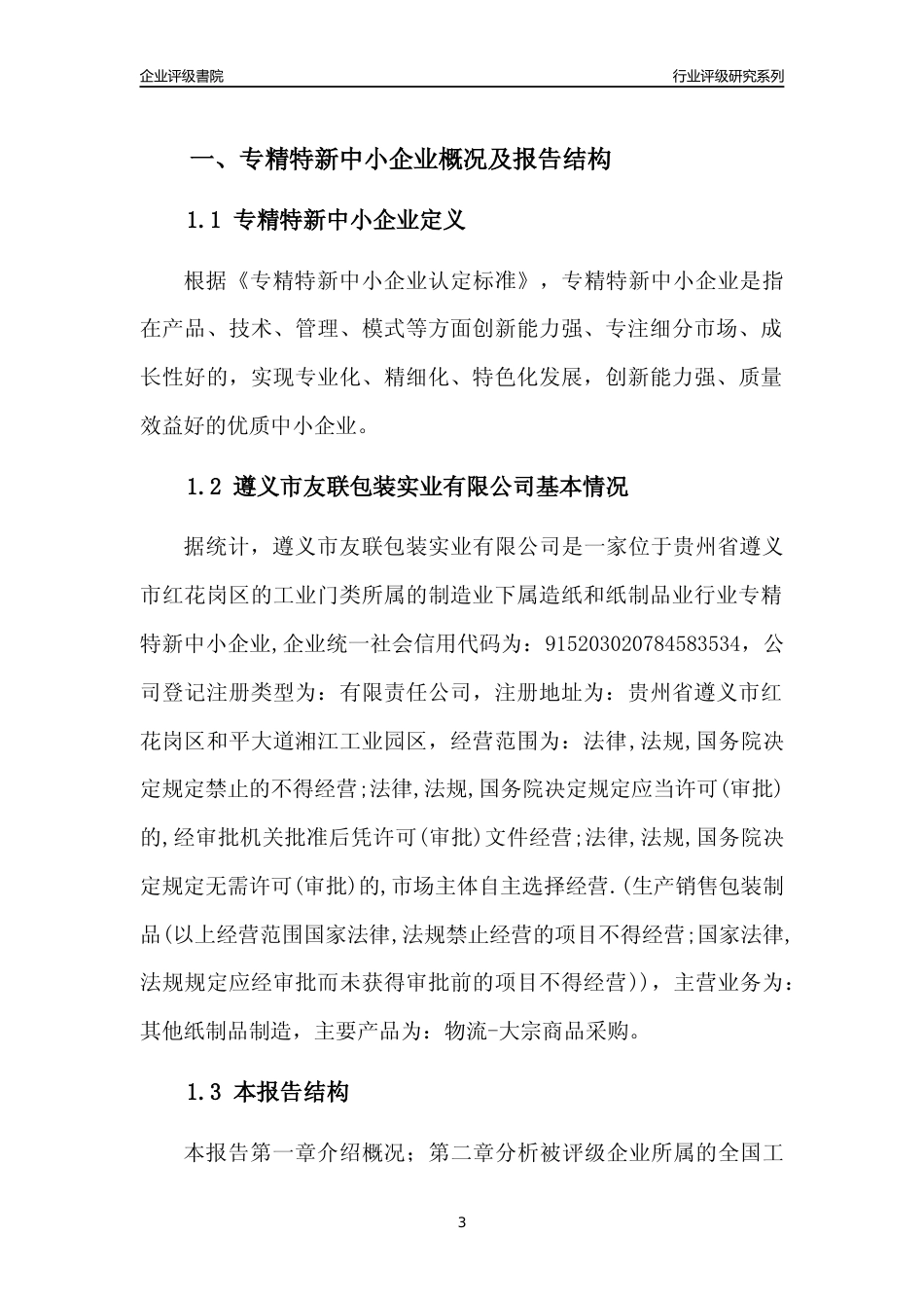 [专精特新]遵义市友联包装实业有限公司行业竞争力评级分析报告(2023版)_第3页