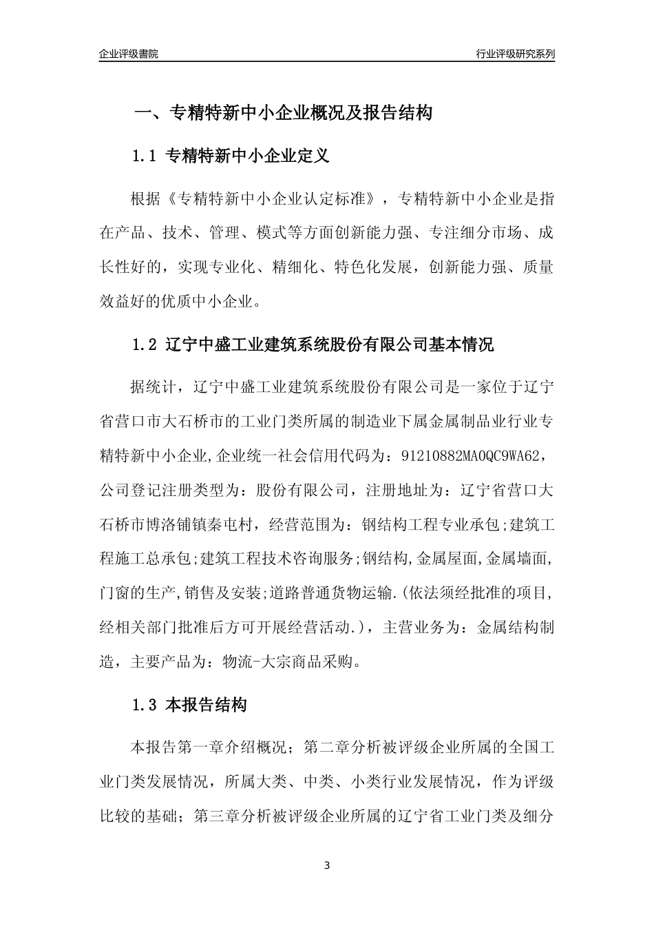[专精特新]辽宁中盛工业建筑系统股份有限公司行业竞争力评级分析报告(2023版)_第3页